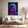 Neon Totenkopf in Blau und Pink