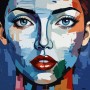 Pop Art Porträt mit blauen Augen