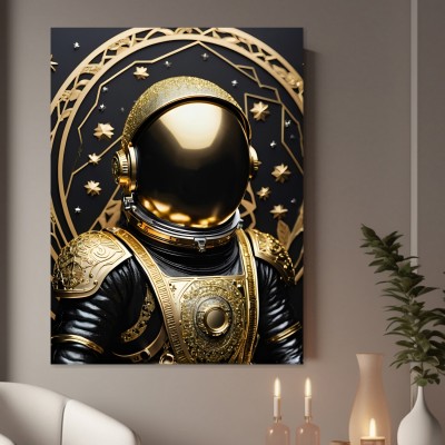 Goldener Astronaut im Sternenornament