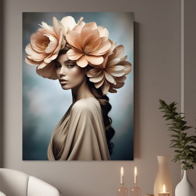 Elegante Frau mit Blütenkrone