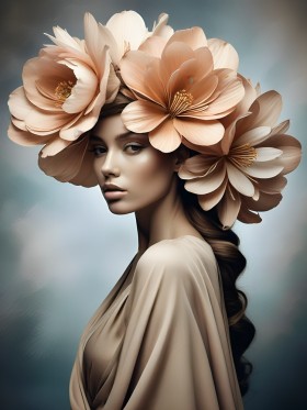 Elegante Frau mit Blütenkrone
