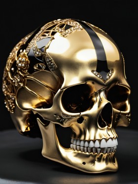 Goldener Totenkopf mit Ornamenten