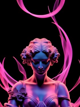 Neon Göttin in Pink und Blau