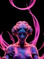 Neon Göttin in Pink und Blau