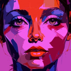 Pop Art Frauenporträt in Pink