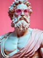 Antike Statue mit pinker Sonnenbrille
