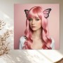 Porträt mit rosa Haaren und Schmetterlingen