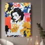 Pop Art Damenporträt mit Blumen