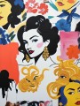 Pop Art Damenporträt mit Blumen