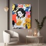 Pop Art Damenporträt mit Blumen