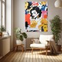 Pop Art Damenporträt mit Blumen
