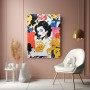 Pop Art Damenporträt mit Blumen