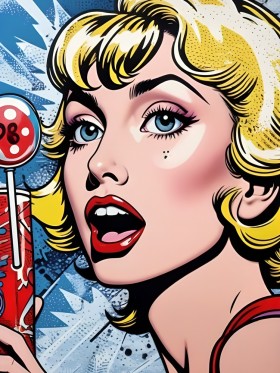Pop-Art Lady mit Lolli