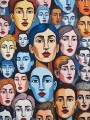 Bunte Gesichter im Pop-Art-Stil