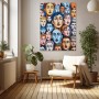 Bunte Gesichter im Pop-Art-Stil