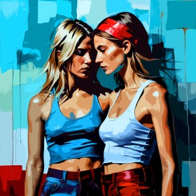 Zwei Frauen in Pop Art