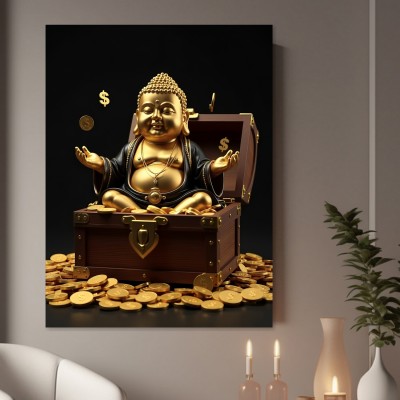 Goldener Buddha mit Schatztruhe