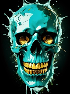 Türkiser Totenkopf mit Gold