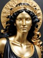 Goldene Göttin mit schwarzem Haar