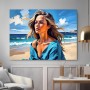 Frau am Meer in Blau