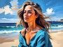 Frau am Meer in Blau