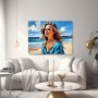 Frau am Meer in Blau