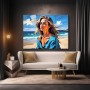 Frau am Meer in Blau