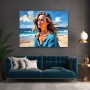 Frau am Meer in Blau