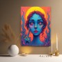 Neon Muse mit Flammen