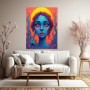 Neon Muse mit Flammen