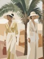 Elegante Damen unter Palmen