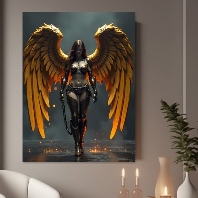 Engelkriegerin mit goldenen Flügeln