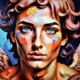 Engelsporträt mit blauen Augen