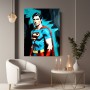 Pop-Art Superheld in Blau und Rot