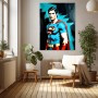 Pop-Art Superheld in Blau und Rot