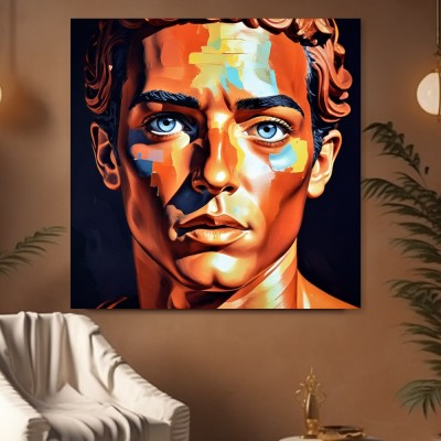 Intensives Porträt in Orange und Blau