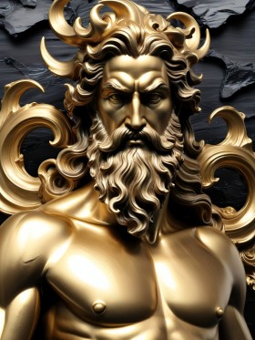 Goldener Gott mit Bart