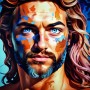 Intensives Porträt mit blauen Augen