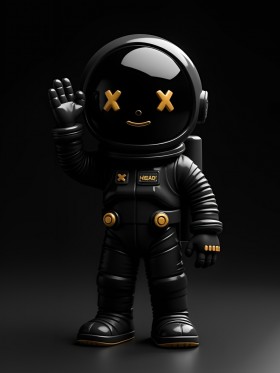 Schwarzer Astronaut mit goldenen Akzenten