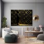 Buddha vor goldenem LV-Monogramm