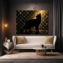Schwarze Katze vor Goldmuster