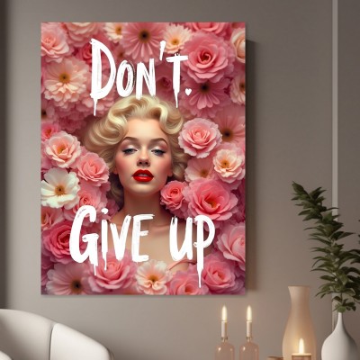 Don't Give Up Porträt in Rosa Blüten