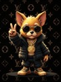 Streetwear-Hund mit Goldkette