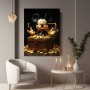 Goldene Comic-Maus mit Schatztruhe