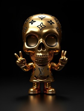 Goldener Skull mit Peace-Zeichen