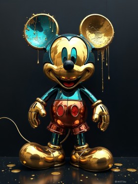 Goldene Cartoon-Maus im Pop-Art-Stil