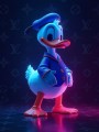 Comic-Ente im Neonlicht