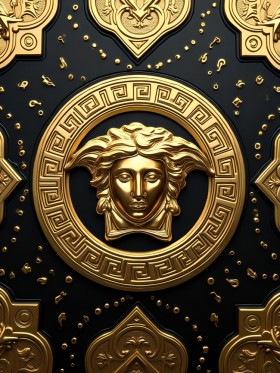 Goldenes Antik-Porträt auf Schwarz Goldenes Antik-Porträt auf Schwarz