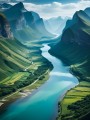 Majestätisches Fjordtal mit türkisblauem Wasser