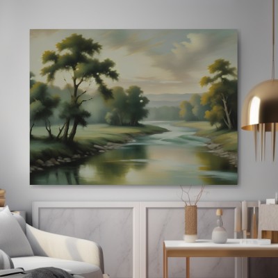 Sanfte Flusslandschaft im Abendlicht